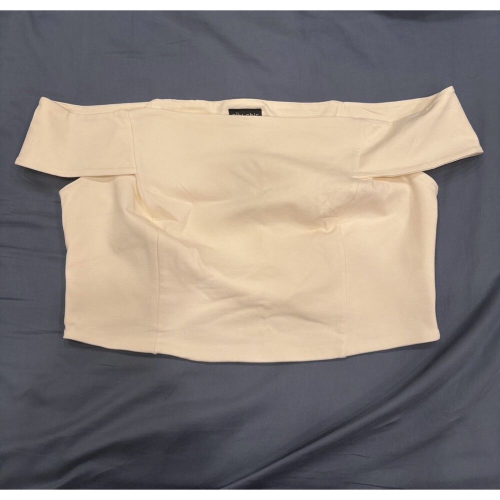 City Chic White Off The Shoulder Crop Top - Size 14 - NWT